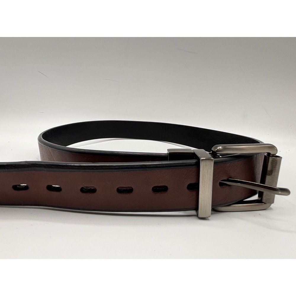 Levi's Men's Brown & Black Reversible Belt Brushed Metal Buckle 1.25" x 31" - Picture 4 of 11